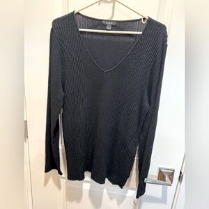 Alfani Black V-Neck Ribbed Sweater NWT